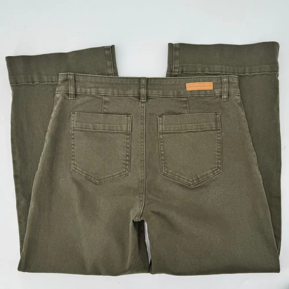 NWOT Sanctuary Denim The Marine Wide Leg Crop Jeans 29 Army Green Patch Pocket - Picture 10 of 16